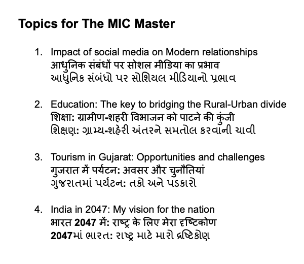 Mic-Master Topics